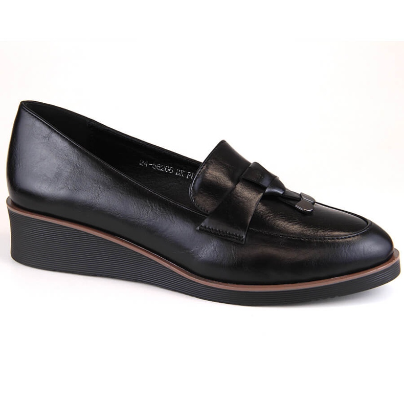 Chaussures compensées slip-on noires pour femmes Vinceza 58266 le noir