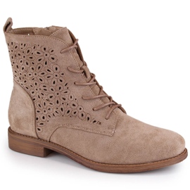 Bottines ajourées en daim femme beige S.Barski HY66-136