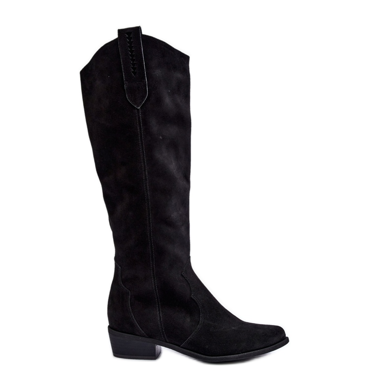 Zazoo 3427 Bottes de cowboy en daim pour femme Noir le noir