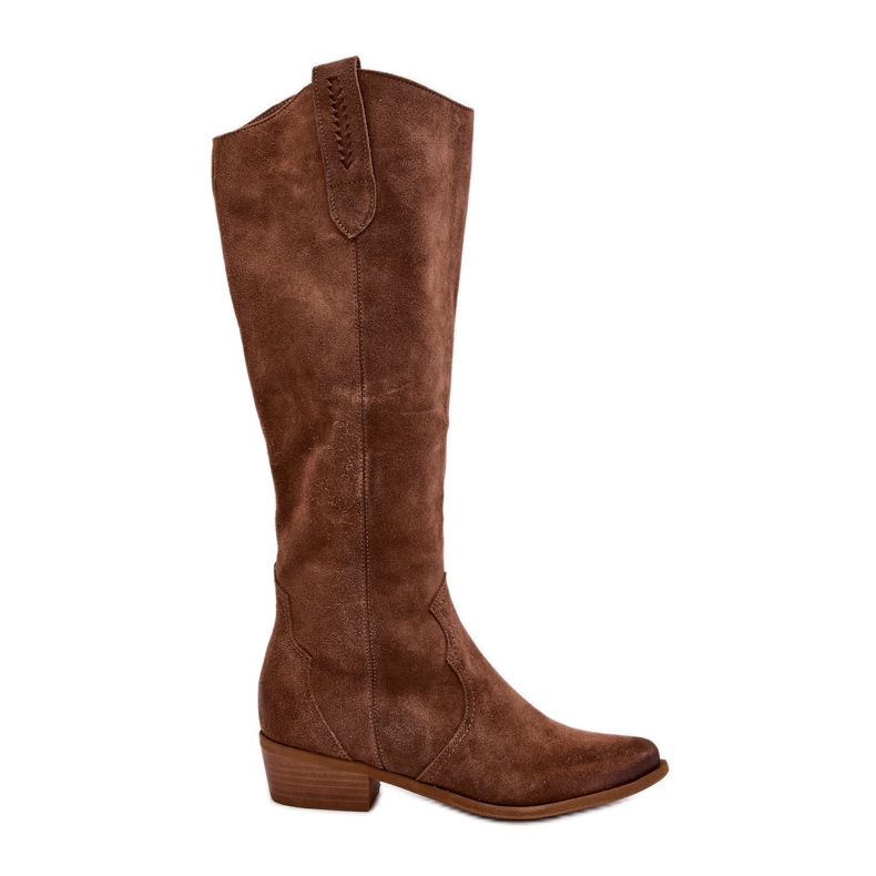 Zazoo 3427 Bottes de cowboy en daim pour femme Marron brun