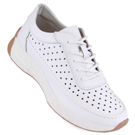 Chaussures femme en cuir ajouré, blanc, Sergio Leone SP013