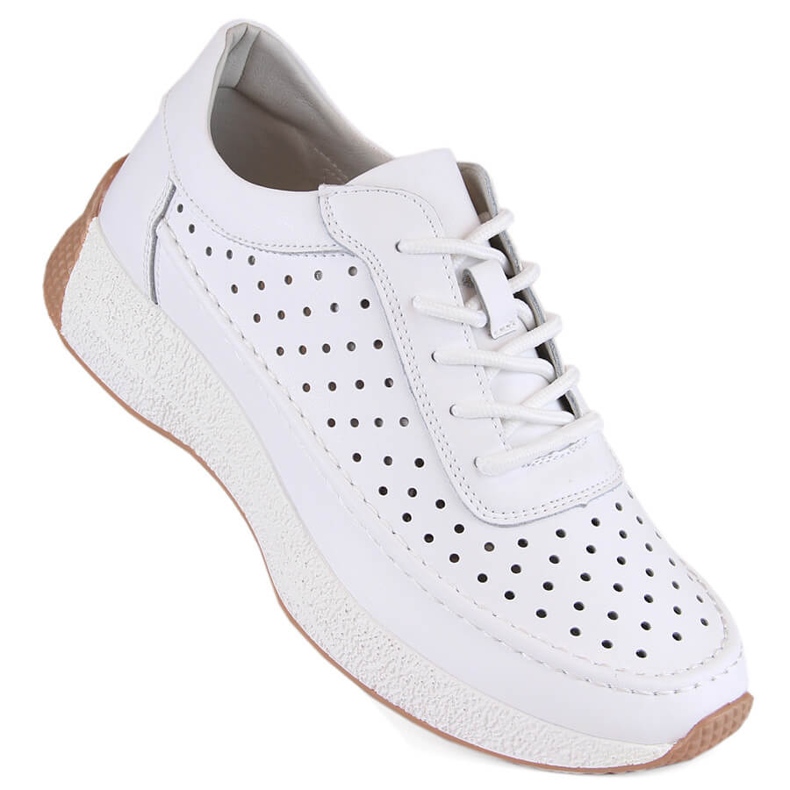 Chaussures femme en cuir ajouré, blanc, Sergio Leone SP013 blanche