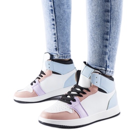 Baskets montantes Eulalie roses et bleues