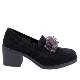 Lorenz Mocassins à talons hauts noirs avec pierres le noir Lorenz Mocassins à talons hauts noirs avec pierres le noir