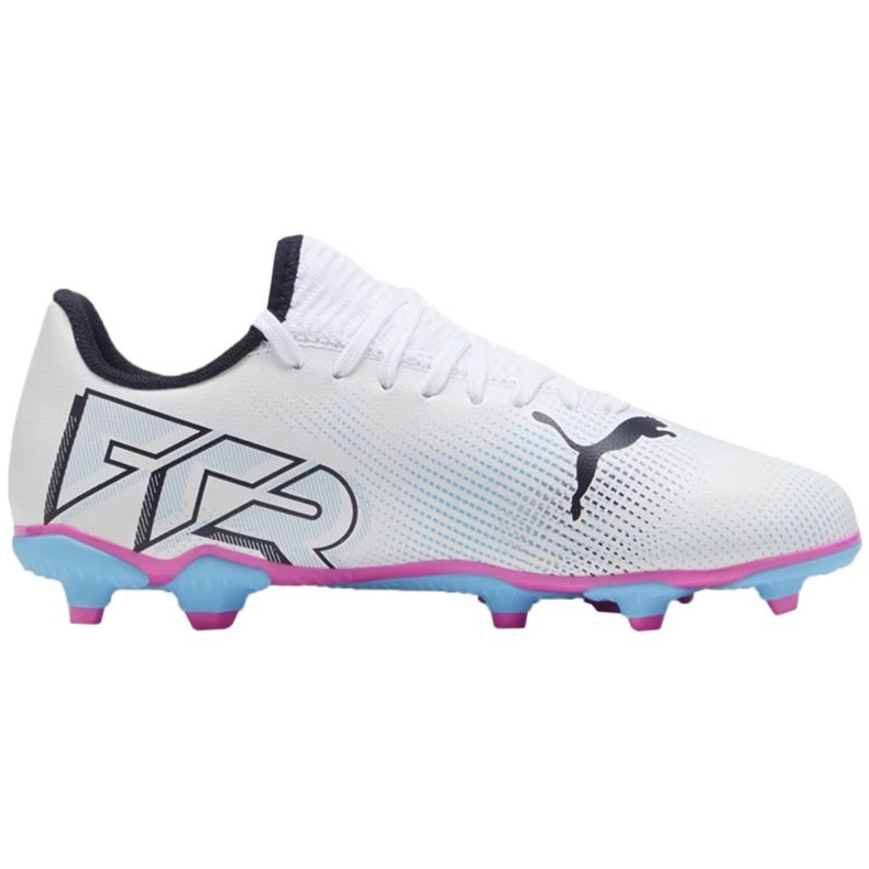 Chaussures de football Puma Future 7 Play FG/AG Jr 107734 01 blanche Chaussures de football Puma Future 7 Play FG/AG Jr 107734 01 blanche