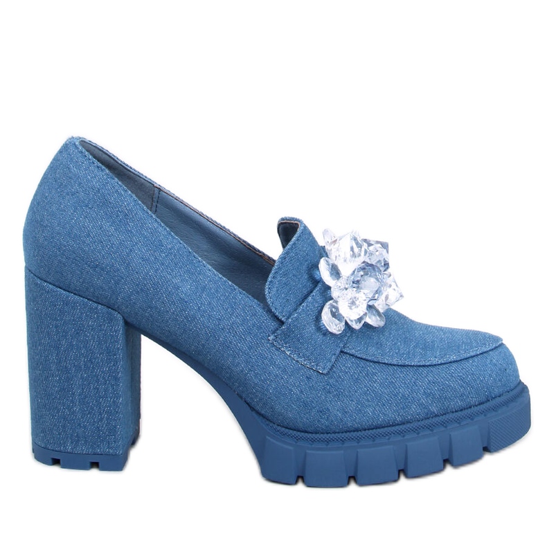 Mocassins à talons hauts Nadina Bleus avec pierres