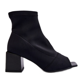 Zazoo 2876 Bottes à talons hauts pour femmes avec bouts ouverts, noir