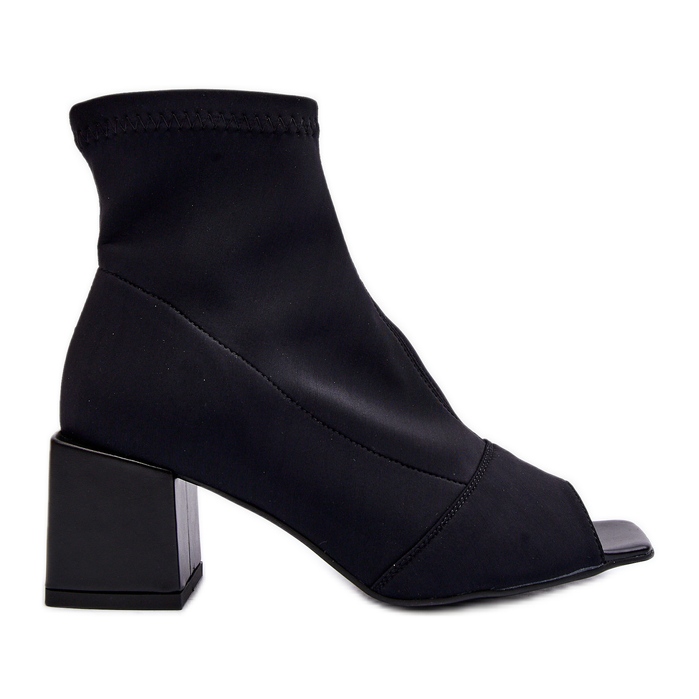 Zazoo 2876 Bottes à talons hauts pour femmes avec bouts ouverts, noir le noir