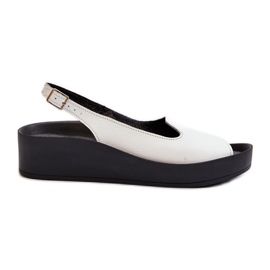 Zazoo 2893, Sandales en Cuir à Semelle Épaisse pour Femme, Blanc blanche