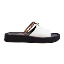 Zazoo 2896 Tongs en cuir pour femme, blanc