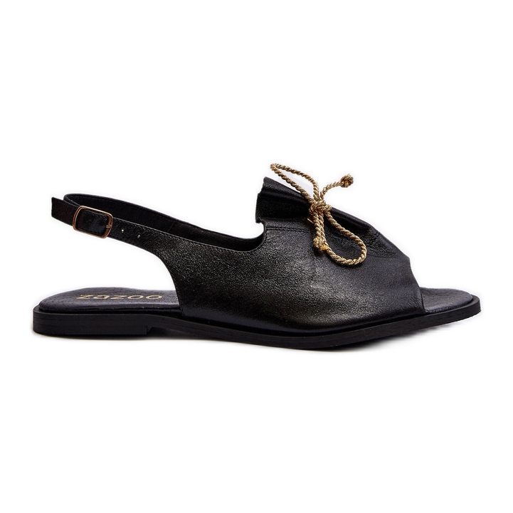 Zazoo Sandales Plates En Cuir 2898 Noir le noir