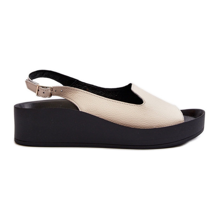 Zazoo 2893, Sandales en Cuir à Semelle Épaisse pour Femme, Beige Clair