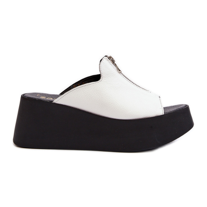 Zazoo 2916 Tongs pour femmes sur une plateforme massive avec une fermeture éclair, blanc blanche Zazoo 2916 Tongs pour femmes sur une plateforme massive avec une fermeture éclair, blanc blanche