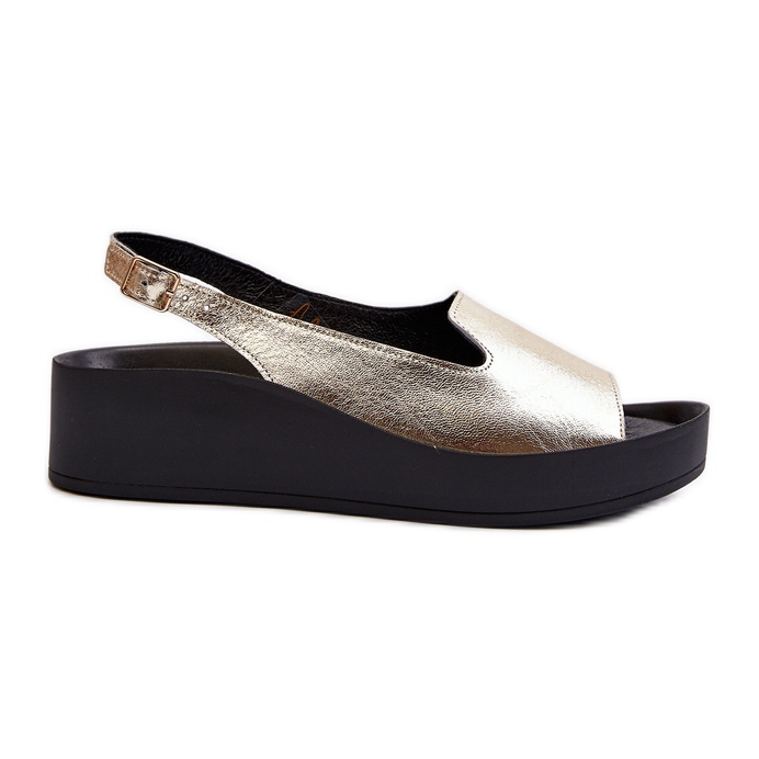Zazoo 2893, Sandales en Cuir à Semelle Épaisse pour Femme, Doré d'or
