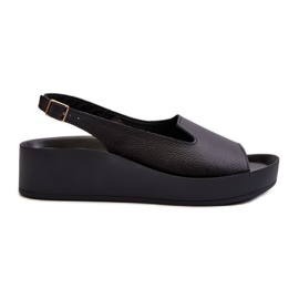 Zazoo 2893, Sandales en Cuir à Semelle Épaisse pour Femme, Noir