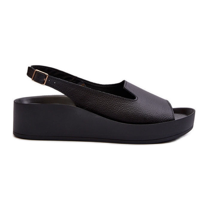 Zazoo 2893, Sandales en Cuir à Semelle Épaisse pour Femme, Noir le noir