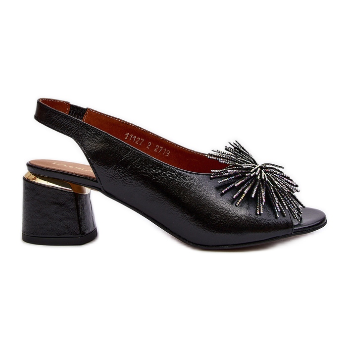 Sandales en cuir avec décoration Laura Messi 2719 Noir le noir