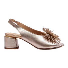 Sandales En Cuir Avec Décoration Laura Messi 2719 Or doré