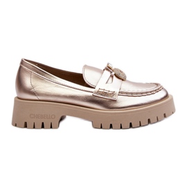Chaussures en cuir, mocassins avec décoration dorée CheBello 4291