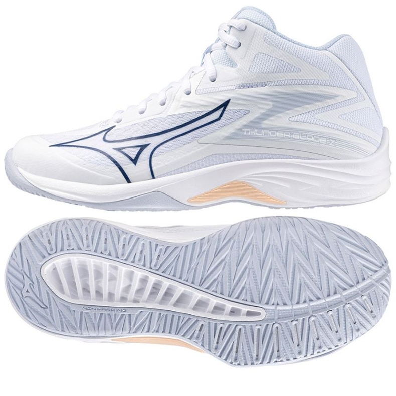 Chaussures de volley-ball Mizuno Thunder Blade Z Mid W V1GC237500 blanche Chaussures de volley-ball Mizuno Thunder Blade Z Mid W V1GC237500 blanche