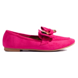 Mocassins femme en daim fuchsia rose