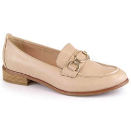 Chaussures femme, mocassins avec chaîne, beige Vinceza 58270 Chaussures femme, mocassins avec chaîne, beige Vinceza 58270