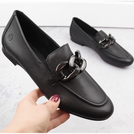 Chaussures pour femmes confortables en cuir avec chaîne, noir Remonte D0K00-00
