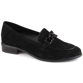 Chaussures à talons femme en daim ajouré, noir Potocki SZ12052 le noir
