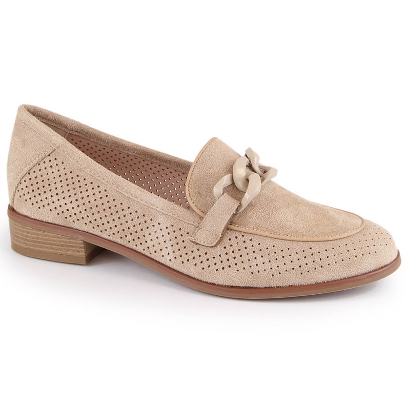Chaussures à talons hauts ajourées pour femme en daim, beige Potocki SZ12052