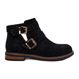 Bottines Plates À Bretelles Pour Femme Noir Melviana