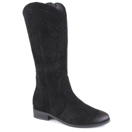 Bottines ajourées en daim pour femme, noires, Vinceza 58237