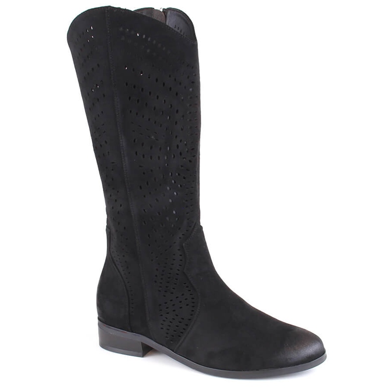 Bottines ajourées en daim pour femme, noires, Vinceza 58237 le noir