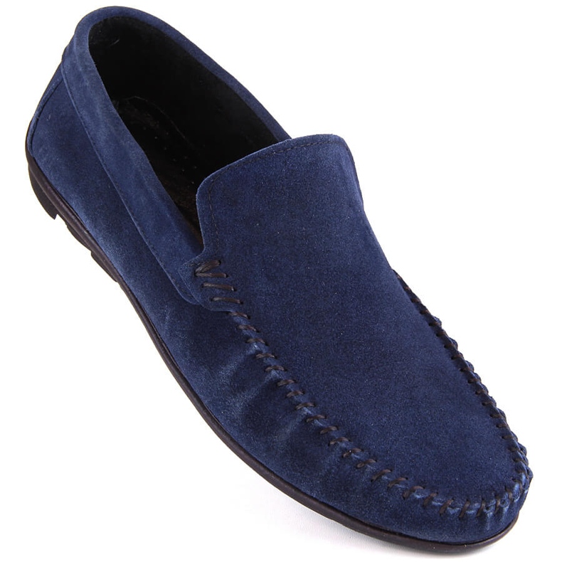 Chaussures en cuir suédé pour homme, mocassins bleu marine T.Sokolski W1401-2 Chaussures en cuir suédé pour homme, mocassins bleu marine T.Sokolski W1401-2
