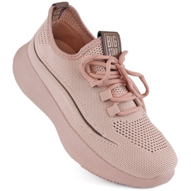 Chaussures de sport slip-on ajourées femme nude Big Star NN274664 rose