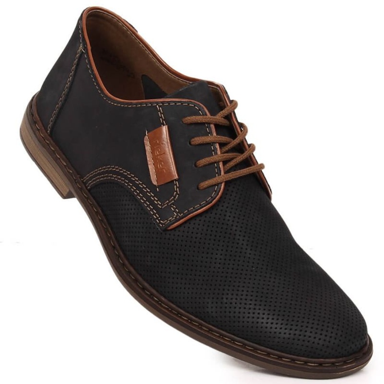 Chaussures en cuir confortables Rieker M RKR576 bleu marine