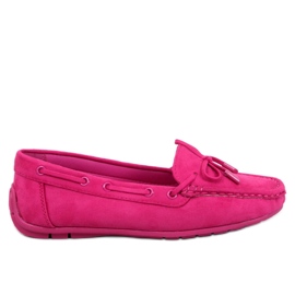 Mocassins Wards en daim fuchsia rose