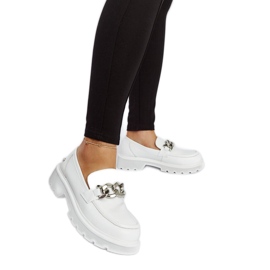 Mocassins en cuir blanc Goe LL2N4038