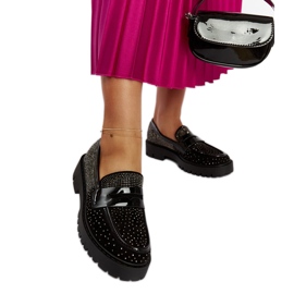 Mocassins noirs ornés de strass Newport