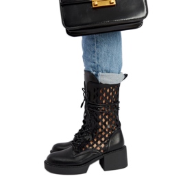 Bottines à talons Visalia ajourées noires