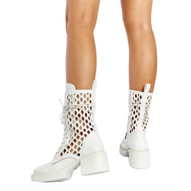 Bottines à talons ajourées blanches Visalia Bottines à talons ajourées blanches Visalia