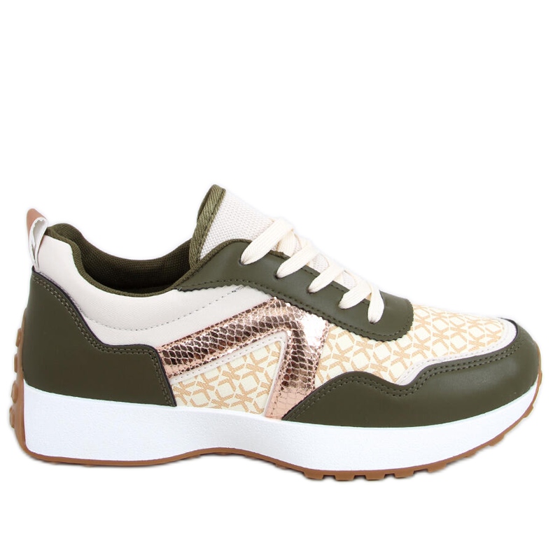Baskets vertes Akira beige