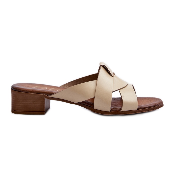 Zazoo 40236 Chaussons en Cuir à Talon Bas pour Femme, Beige