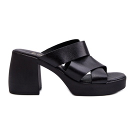 Zazoo 40373 Tongs en cuir avec bloc, noir le noir