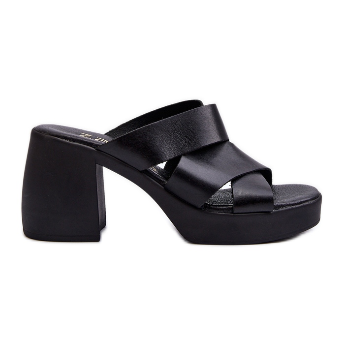 Zazoo 40373 Tongs en cuir avec bloc, noir le noir