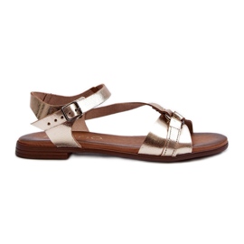 Zazoo 40182 Sandales en cuir pour femme Doré