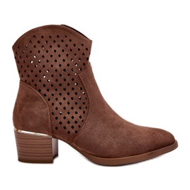 Vinceza Bottes à Talons Bas Ajourées Marron Cilvana brun