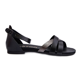 Zazoo 40225 Sandales plates en cuir, noir le noir Zazoo 40225 Sandales plates en cuir, noir le noir