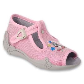Chaussons enfants Befado 213P142 zèbre rose avec fleurs Chaussons enfants Befado 213P142 zèbre rose avec fleurs