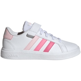 Chaussures Adidas Grand Court Elastic Lace et Top Strap Jr IG4838 blanc