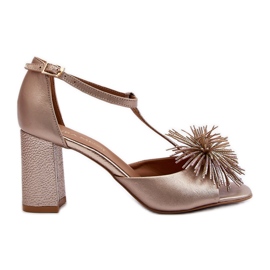 Sandales en cuir à talon haut avec décoration Laura Messi 2758 Or doré